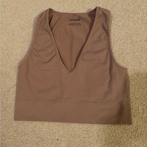 Garage Women's Beige Ribbed Crop Top